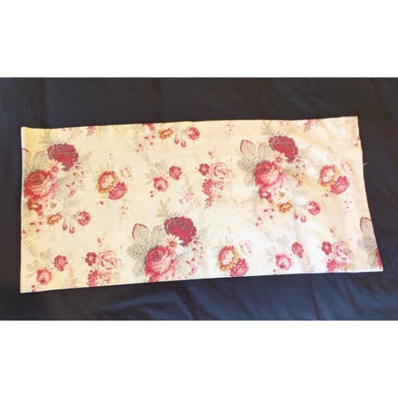 Waverly Garden Room Wide Valance Curtain Red Floral Cabbage Rose on Ivory 80x19 - Picture 1 of 5